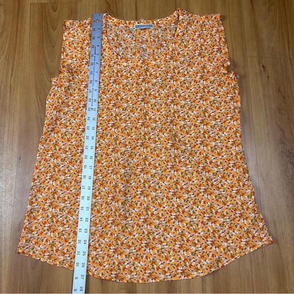 Pleione Orange Sleeveless Floral Blouse - Picture 3 of 7